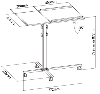Wymiary stolika projekcyjnego Duo