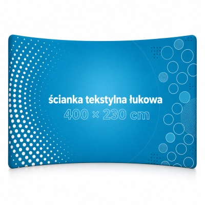 Tekstylna ścianka reklamowa łukowa 400 × 230 cm
