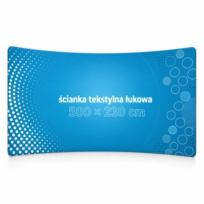 Tekstylna ścianka reklamowa łukowa 500 × 230 cm