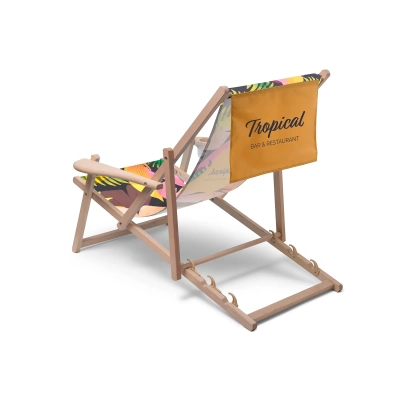 Leżak Relax Comfort - tył z banerem reklamowym Leżak Relax Comfort - tył z banerem reklamowym