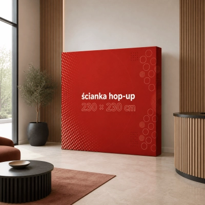 Ścianka Hop-Up 2,3 x 2,3 m na stoisku wystawienniczym