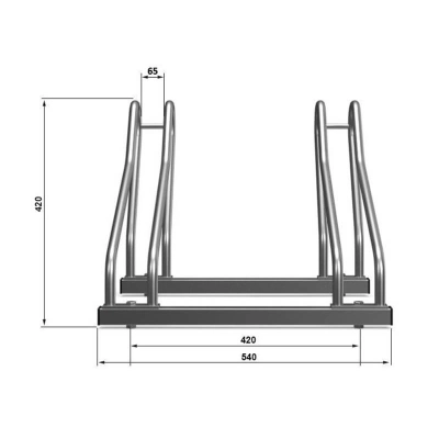 Wymiary stojaka Multibike 2 - 54 × 42 × 54 cm
