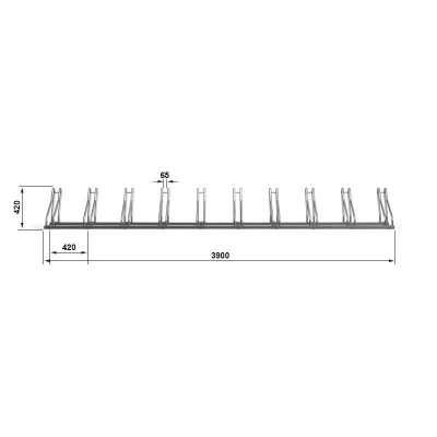 Wymiary stojaka Multibike 10 - 390 × 42 × 54 cm
