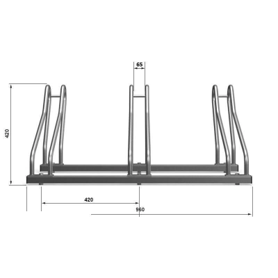 Wymiary stojaka Multibike 3 - 96 × 42 × 54 cm