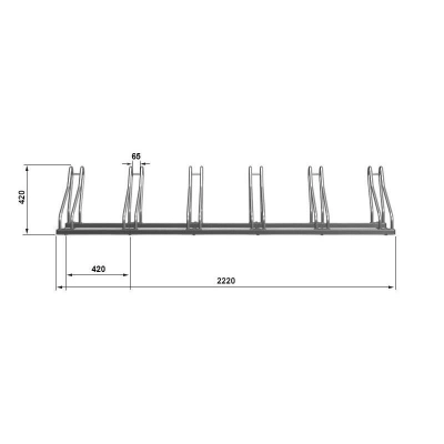 Wymiary stojaka Multibike 6 - 222 × 42 × 54 cm