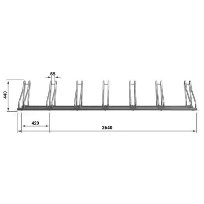 Wymiary stojaka Multibike 7 - 264 × 42 × 54 cm