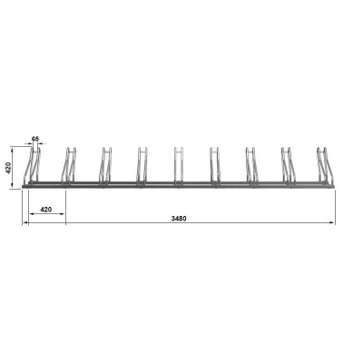 Wymiary stojaka Multibike 9 - 348 × 42 × 54 cm