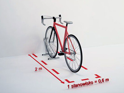 Ustawienie roweru prostopadle w stojaku Multibike 1 Rower ustawiony prostopadle w stojaku Multibike 1 - potrzebne miejsce