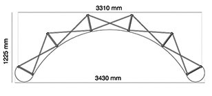 Wymiary ścianki łukowej pop-up 3x4