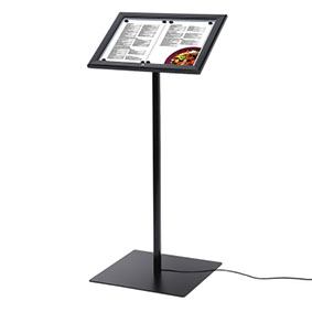 Czarny zewnętrzny stojak na menu 2xA4 z podświetleniem LED S-BLACK 