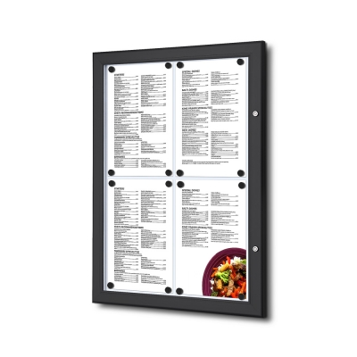 Czarna zewnętrzna gablota na menu 4xA4 S-BLACK 