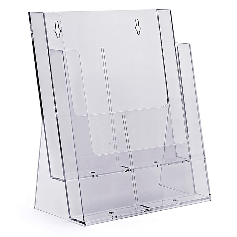Kaskadowy stojak z plastiku 2xA4 na biurko