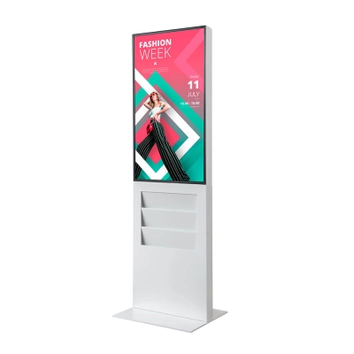 Biały totem cyfrowy Smart Line 43 cale z kieszeniami 6 × A4